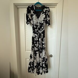Ralph Lauren Black and White Cream Floral Maxi Dress